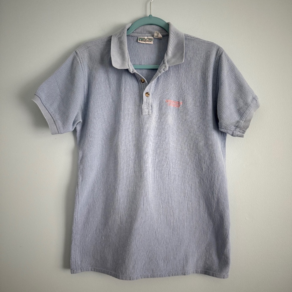 Patagonia Men's Cotton Blue Polo Shirt Size M Short Sleeve‎